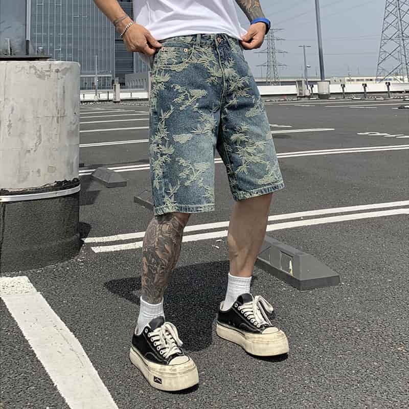 Legosport Blue patterned denim shorts