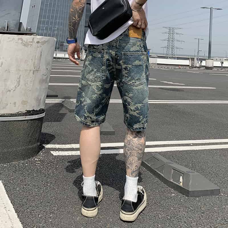 Legosport Blue patterned denim shorts