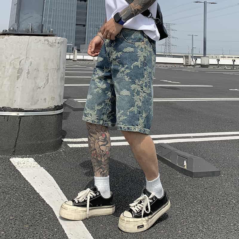 Legosport Blue patterned denim shorts