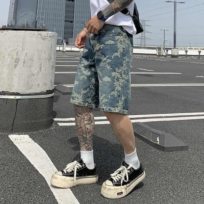 Legosport Blue patterned denim shorts