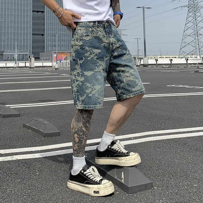 Legosport Blue patterned denim shorts